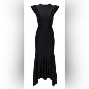 NWT Philosophy Di Lorenzo Serafini ruffle-trim fluted maxi dress IT 42